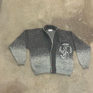 Wool blend vintage penguin embroidered shawl cardigan grandpa sweater